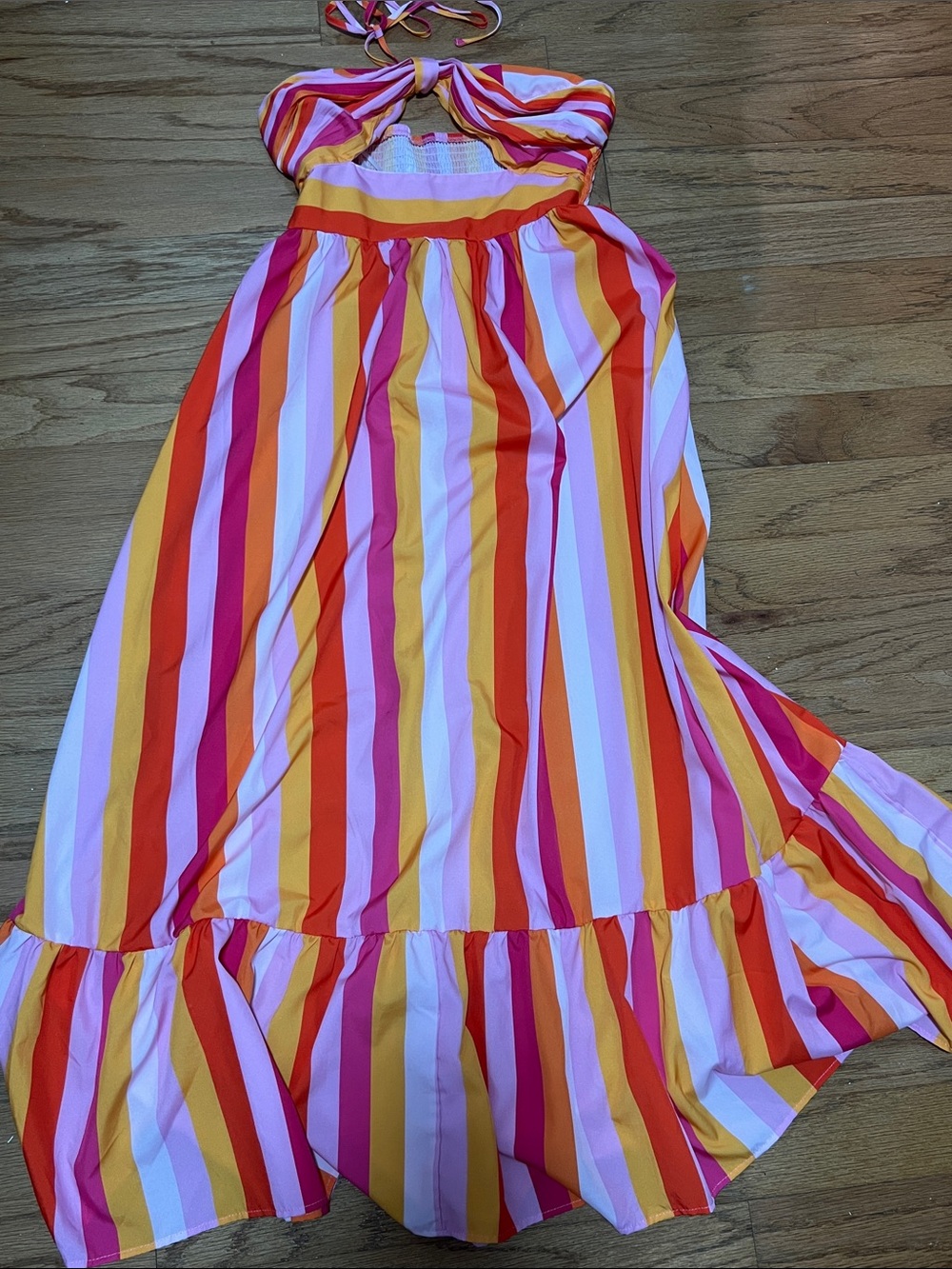 SHEIN Striped Maxi Dress in Pink, Orange, Yellow & White